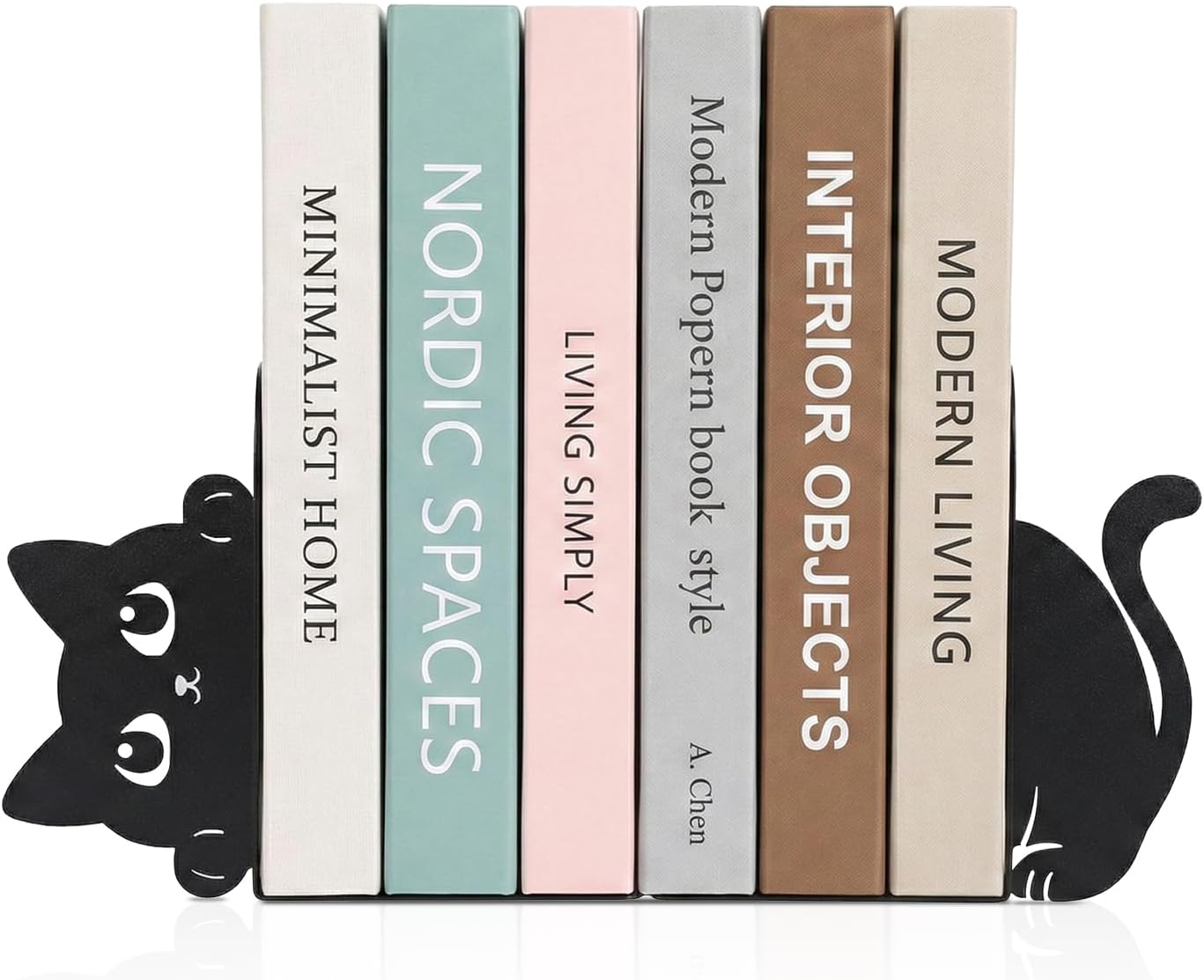 Peeking Cat Metal Bookends Set of 2 (1 Pair), Decorative Book Ends for Shelves Bookshelf Office Desk, Home Decor Gift for Cat & Book Lovers