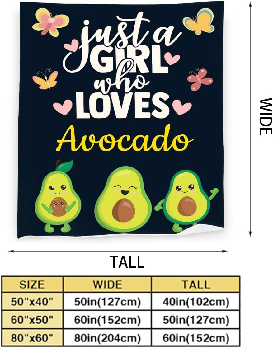 Just A Girl Who Loves Avocado Throw Blanket Food Avocados Throws Super Soft Warm Fleece Lightweight Flannel Blankets Cozy Fuzzy Plush Stuff Bedding Blankets Gifts for Girls Women Couch Sofa 40"x50"