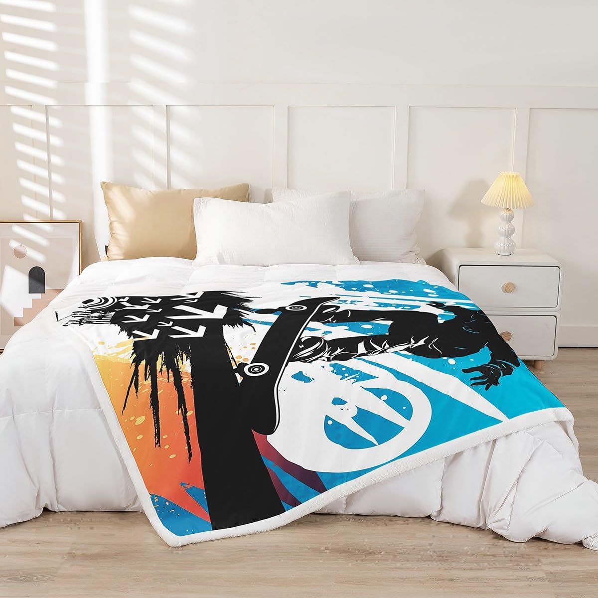 Feelyou Ski Slope Fleece Throw Blanket for Bed Sofa Couch Winter Seasonal Sport Plush Blanket Telfer and Snowboarding Sherpa Blanket Room Decor Arrow Warm Fuzzy Blanket Throw 50"x60"