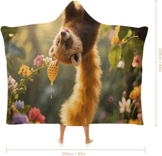 Kinkajou Wearable Hoodie Blanket for Women Men Fleece Blanket with Hood Oversized Warm Cozy Gifts