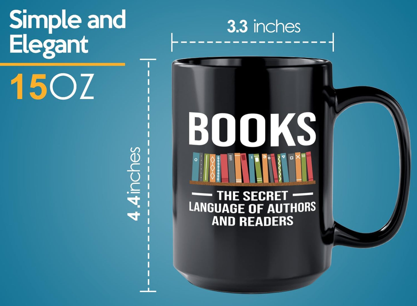 Book Lover Coffee Mug 15oz Black -Secret Language - Gift For Poets Bookish People Bibliophile Librarian Book Club Reader