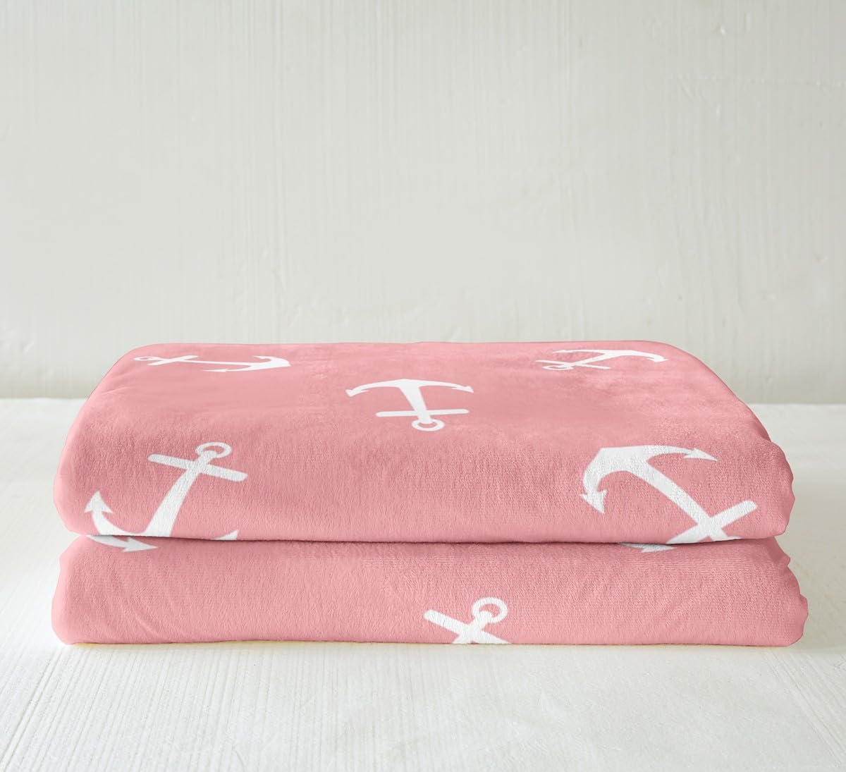 Manfei White Anchor Kids Throw Blanket Ocean Sailboat Pink Bed Blanket for Girls Teens Adults Room Decor, Nautical Theme Blanket for Couch Sofa, Soft and Breathable Fleece Blanket(40 x 50 Inches)