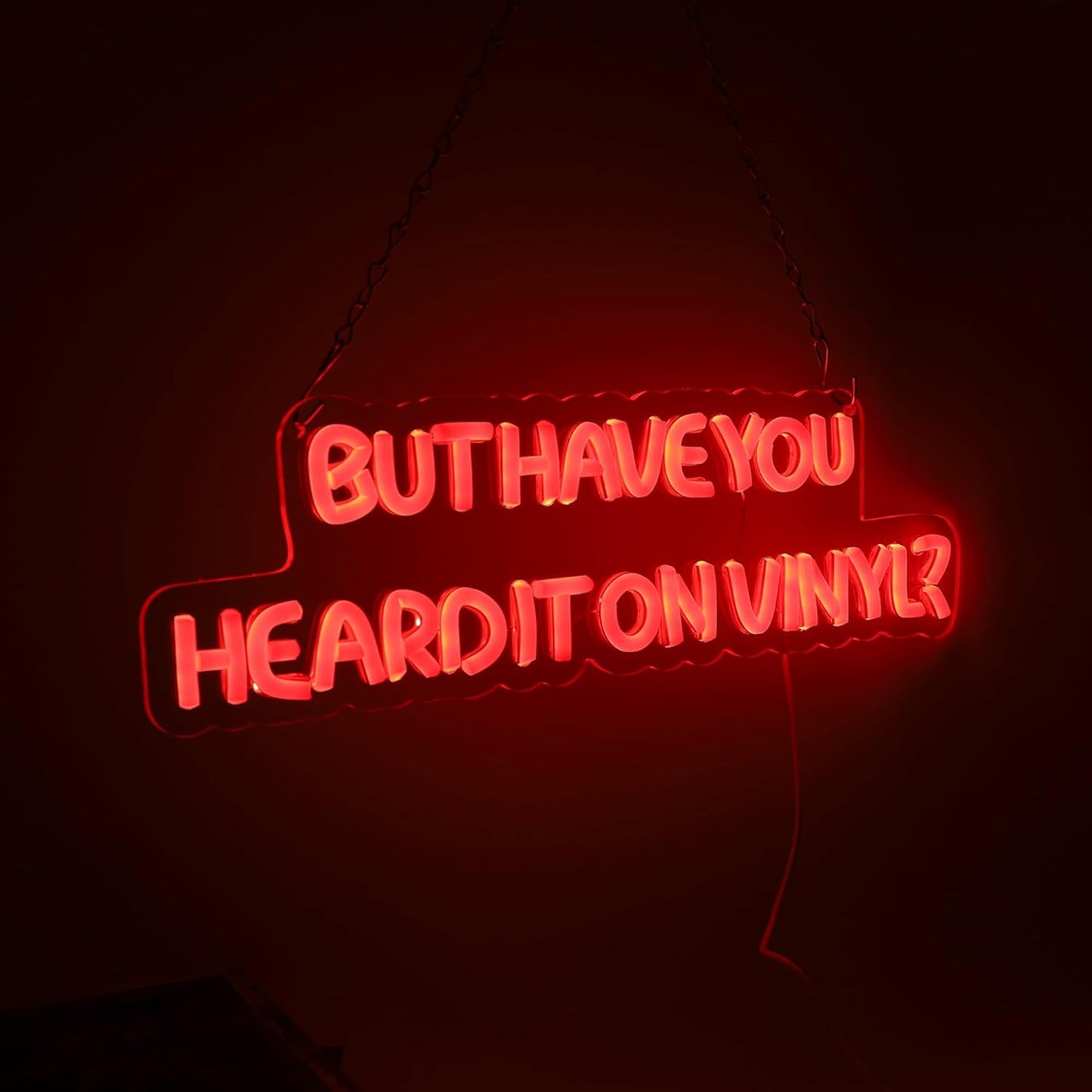 Retro Music LED Neon Sign for Wall Decor, But Have You Heard It On Vinyl Red Letter Neon Lights for Music Room Decor,Live Room Recording, Studio Decorations,Party, Cafe, Bar,Christmas Gift