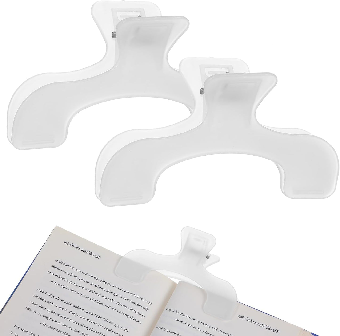 2Pcs Transparent Book Clip, Book Page Holder Opener Reading Teaching Aid Music Books Fixing Clips Page Marker Accessories for Teachers Office Home School Supplies
