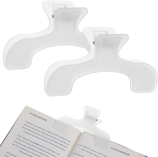 2Pcs Transparent Book Clip, Book Page Holder Opener Reading Teaching Aid Music Books Fixing Clips Page Marker Accessories for Teachers Office Home School Supplies