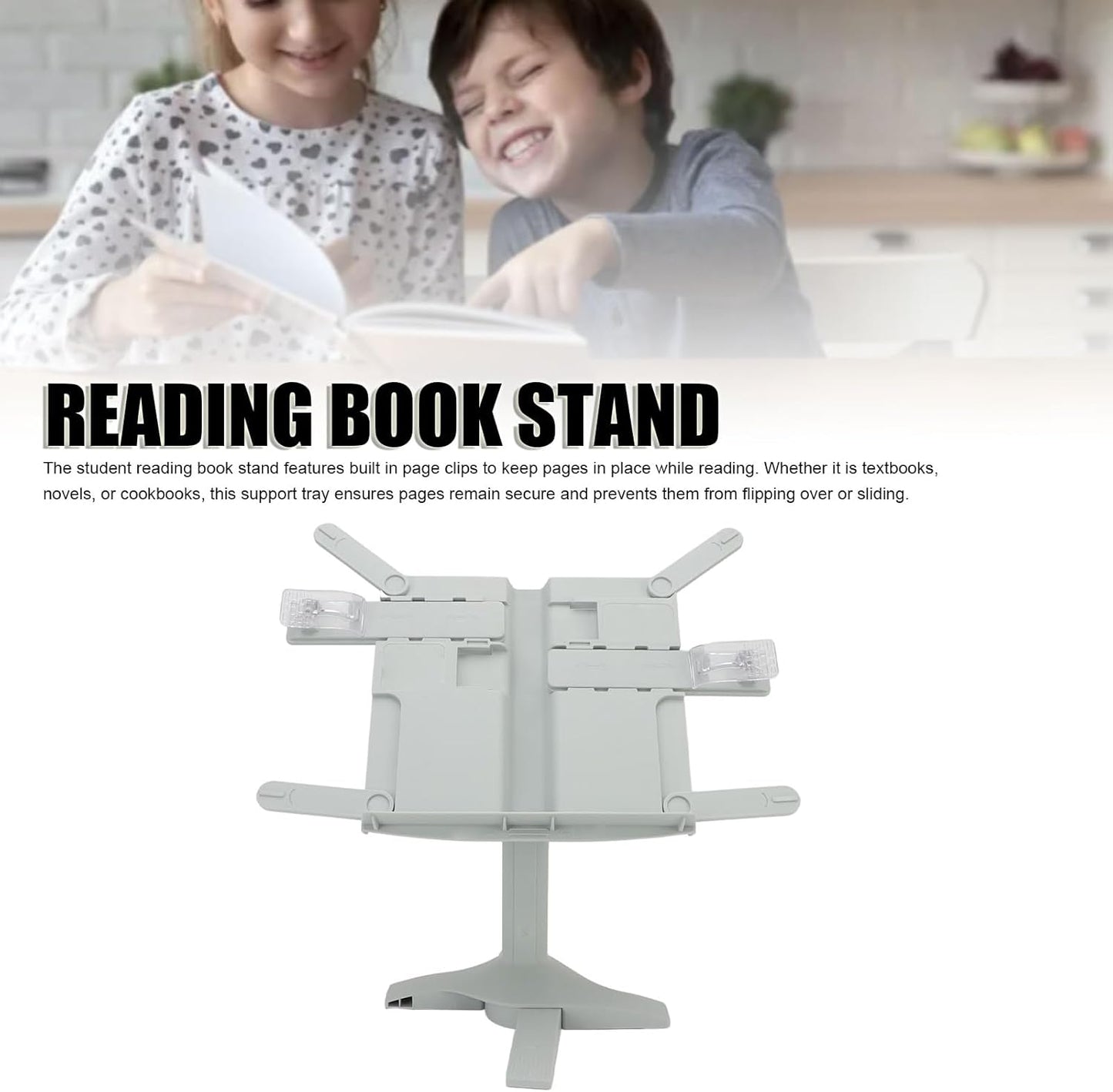 Adjustable Book Holder, Lightweight Foldable Desktop Book Stand, Laptop Bed Tray with Page Clips, Portable Stand for Reading Books Study Work (Matcha Green)