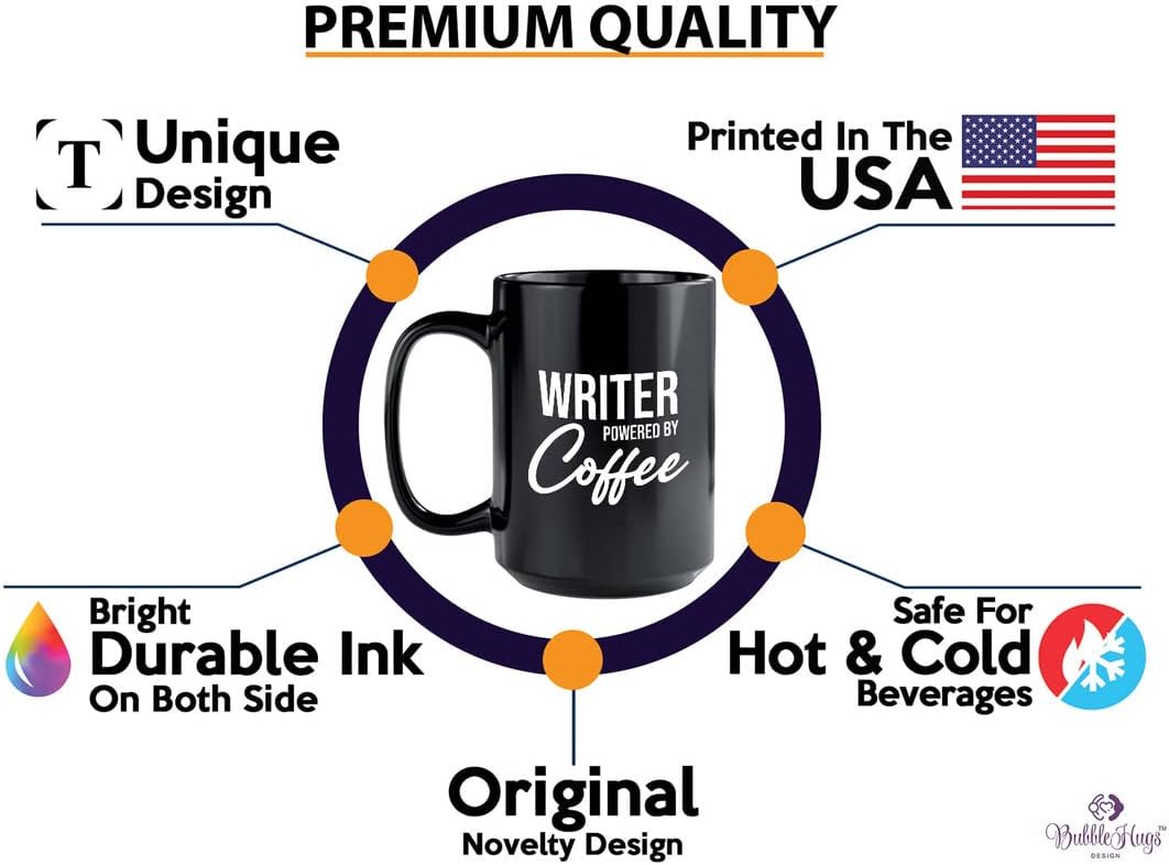 Writer Coffee Mug 15oz Black - Writer by coffee - Paper Butterfly Lid For Novelist Poet Columnist Encouragement journalist author book lover bookworm