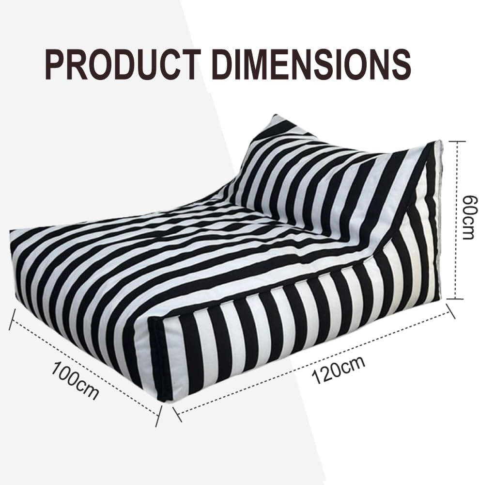SXBCyan Bean Bags Floating Bean Bag for Pool- King Outdoor Waterproof Oxford Bean Bag Cover Floats Lounger No Filler Stripe Outdoor Beach Pouf Beanbag Sofa Bed(Dark Blue)