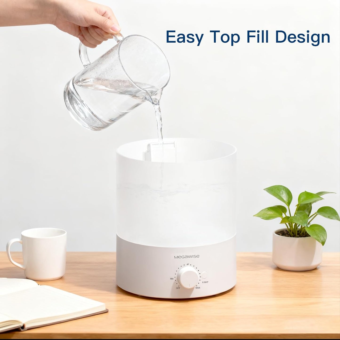 MegaWise Ultrasonic Cool Mist Humidifier SK7620 - 1.5L Capacity, Whisper-Quiet Operation, Adjustable Mist Output, Auto Shut-Off - Ideal for Home, Office, Baby Room, and Bedroom