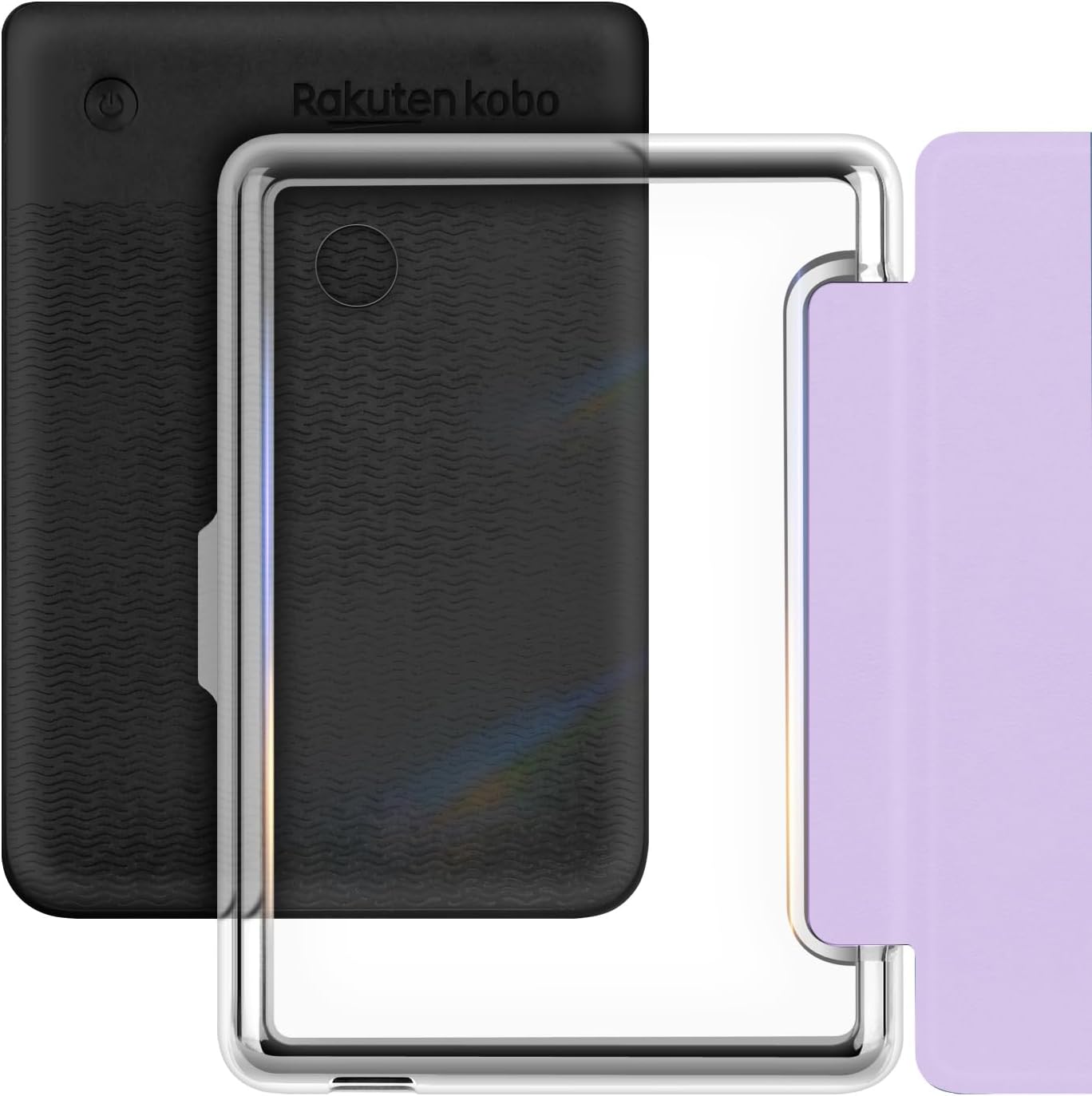 Case for 6" Kobo Clara Colour 2024 Released, Ultra Clear Soft Light Transparent TPU Back Cover with Hand Strap, Auto Wake/Sleep (Light Purple)