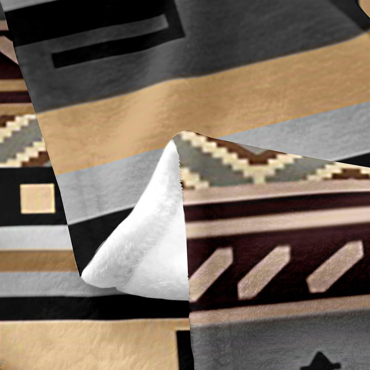 Feelyou Southwestern Fuzzy Blanket Twin 60"x80" Geometric Flannel Fleece Throw Blanket for Kids Tribal All Season Bed Blanket Teens Decor Native American Design Yellow Grey Plush Blanket