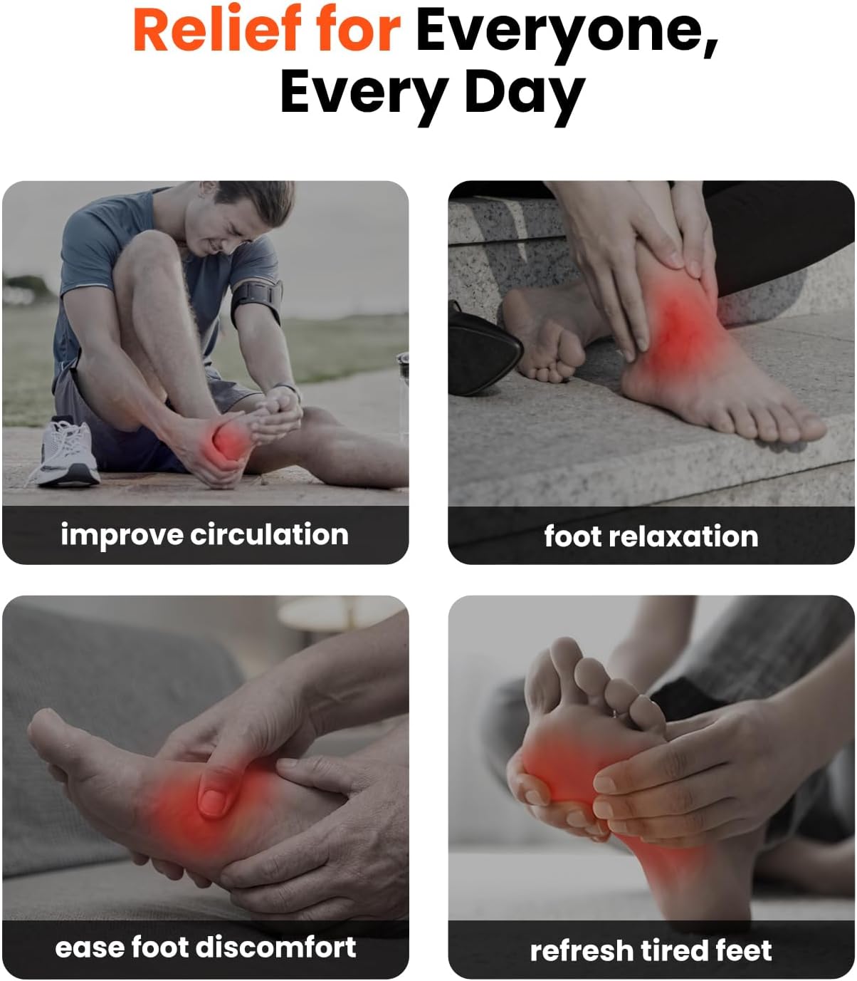 BOB AND BRAD Foot Massager with Heat, Shiatsu Deep Kneading & Air Compression for Plantar Fasciitis, FSA Eletric Feet Massager Machine, Fits US Size 12, HSA Eligible