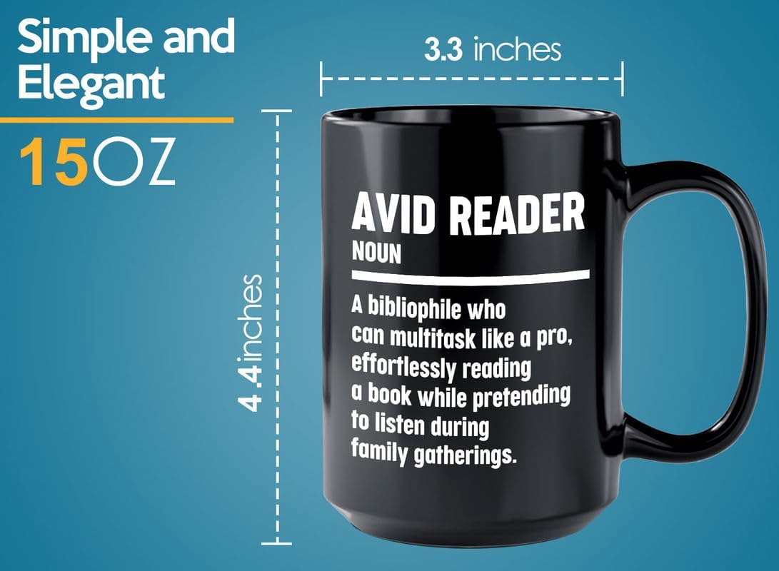 Book Lover Coffee Mug 15oz Black - Effortlessly Reading - Book Lover Gifts For Women Book Club Book Lovers Gifts Bookworm Book Reader Gifts