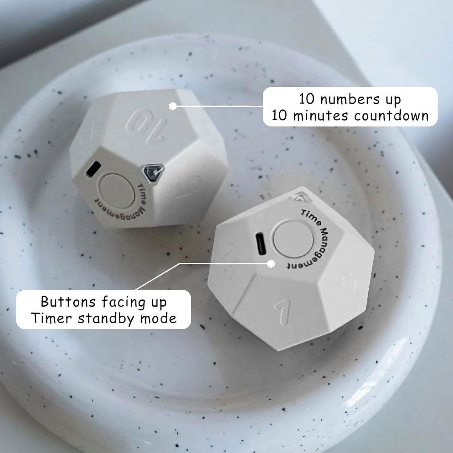 Mini Cube Timer - Rechargeable Pomodoro Timer with 11 Preset Times, Sound/Vibrate/Light Alarm for Work, Study & Cooking
