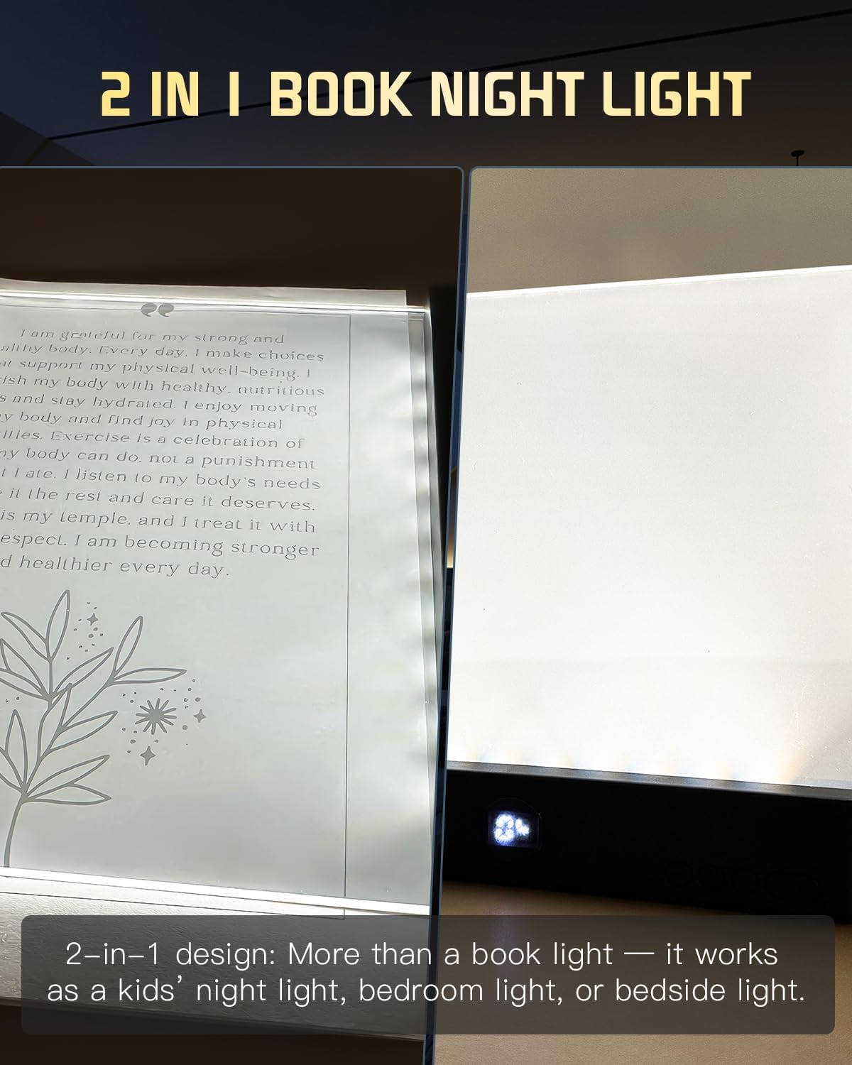Book Light for Reading at Night Screen Flat Lamp LED Page Serene in Bed Rechargeable Smart Loght Little Lámpara Luz para Leer Libros De Noche Reader Mini Full Portable Kids Booklight (Pink)