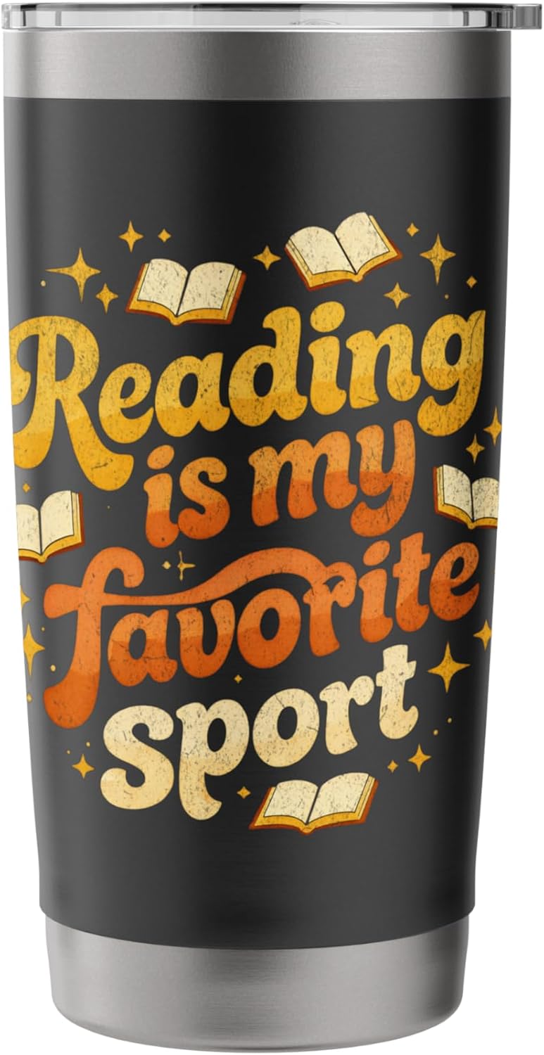 Reading is My Favorite Sport Retro 70s Book Lover Librarian Stainless Steel Insulated Tumbler