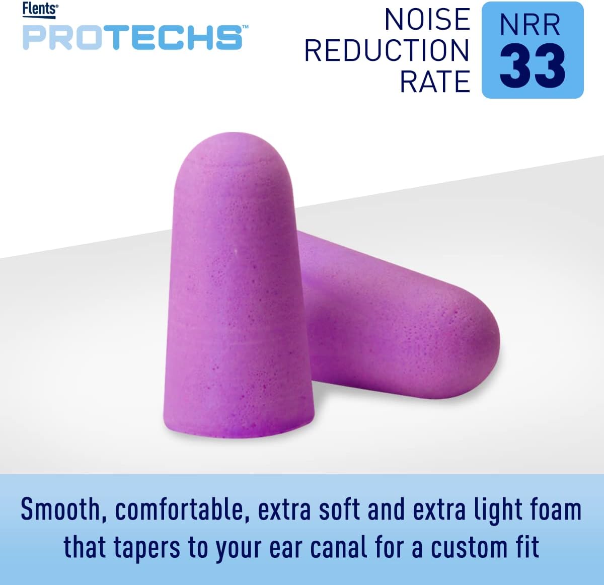 Flents Protechs Foam Ear Plugs, 10 Pair with Case for Sleeping, Snoring, Loud Noise, Traveling, Concerts, Construction, Studying, Work, Shooting, NRR 33, Purple, Disposable, Made in the USA
