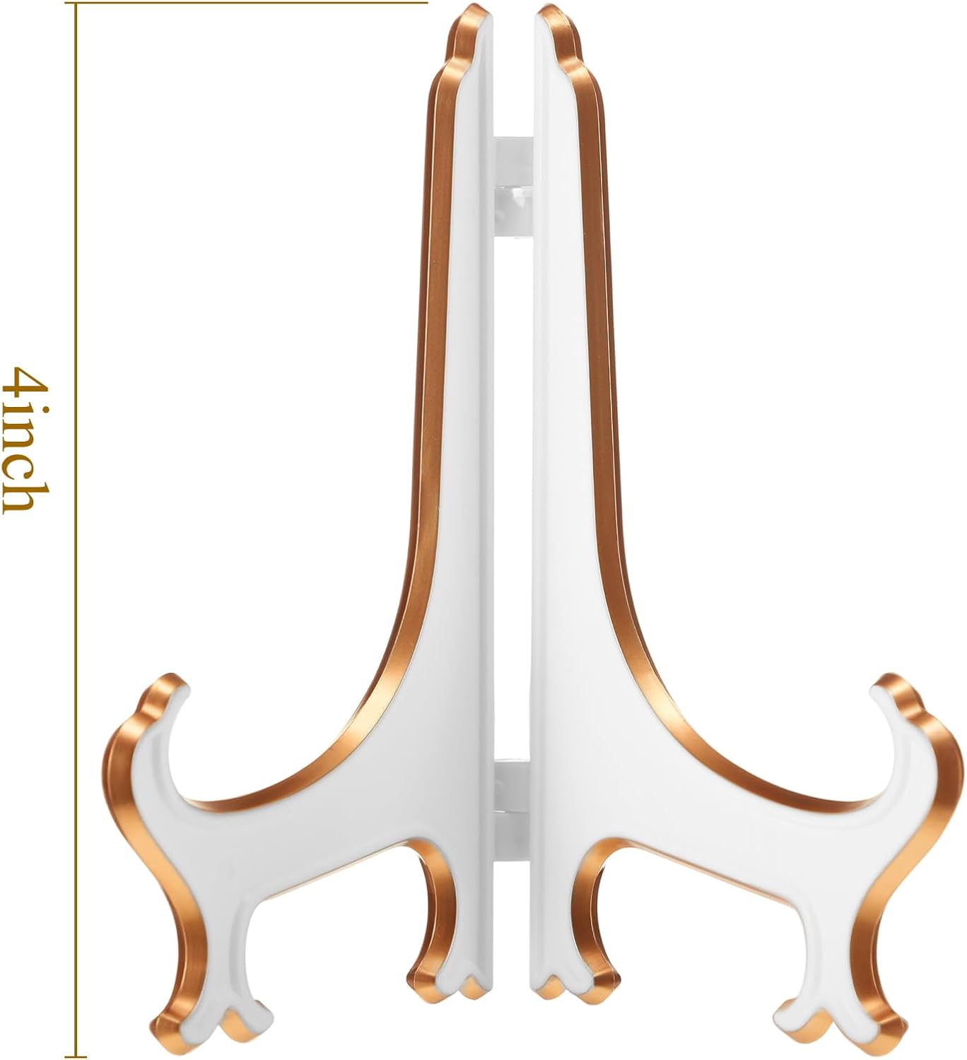 Boao 24 Pcs Acrylic Easel Plate Stands for Display Picture Frame White Gold Easel Holders Photo Card Magazine Book Cd Phone at Weddings Home Decoration(4 Inch)