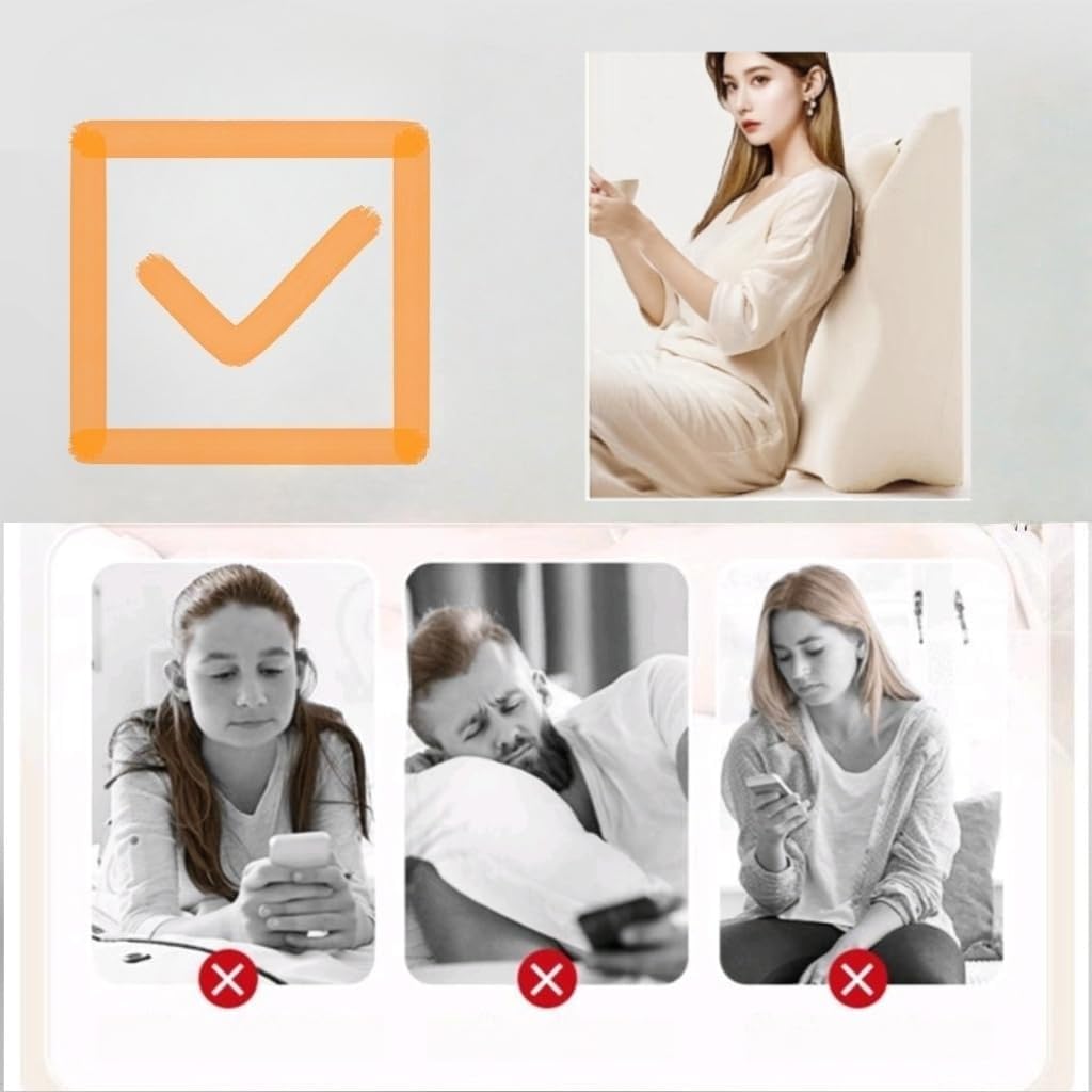 Reading Pillow for Bed Adult, Back Pillow for Bed Sitting Up, Back and Leg Pain Relief Acid Reflux, Back Support Pillow with Adjustable Headrest，Memory Foam Pillows for Abdomen, Exchangeable Cover