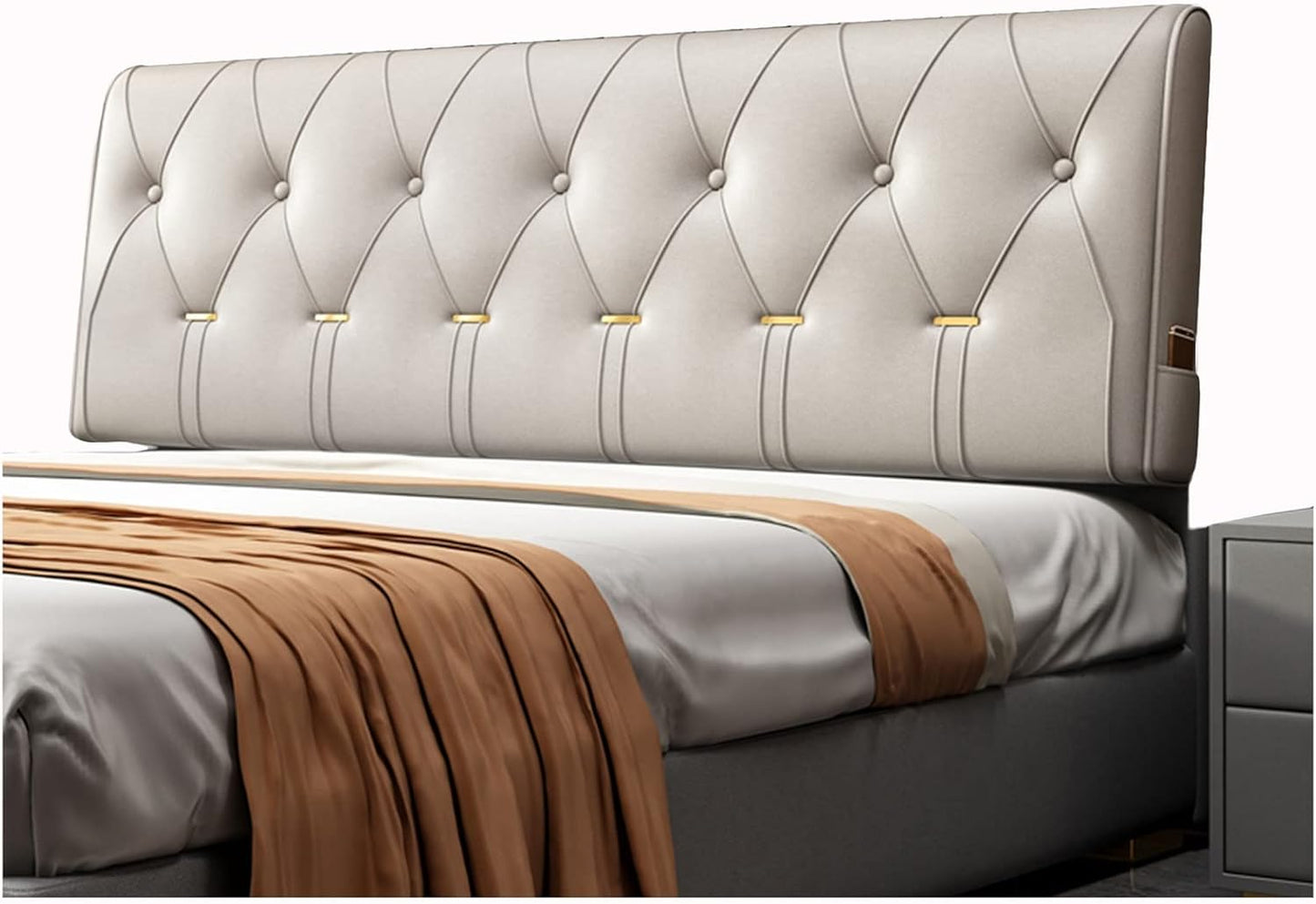 Headboard Bed Backrest Cushion Technology Cloth Upholstered Lumbar Support Pad Reading Pillows for Double Bed Sofa Office Customizable (Color : Yellow Size : 160X60X6CM) (Silver 180X60X10CM)