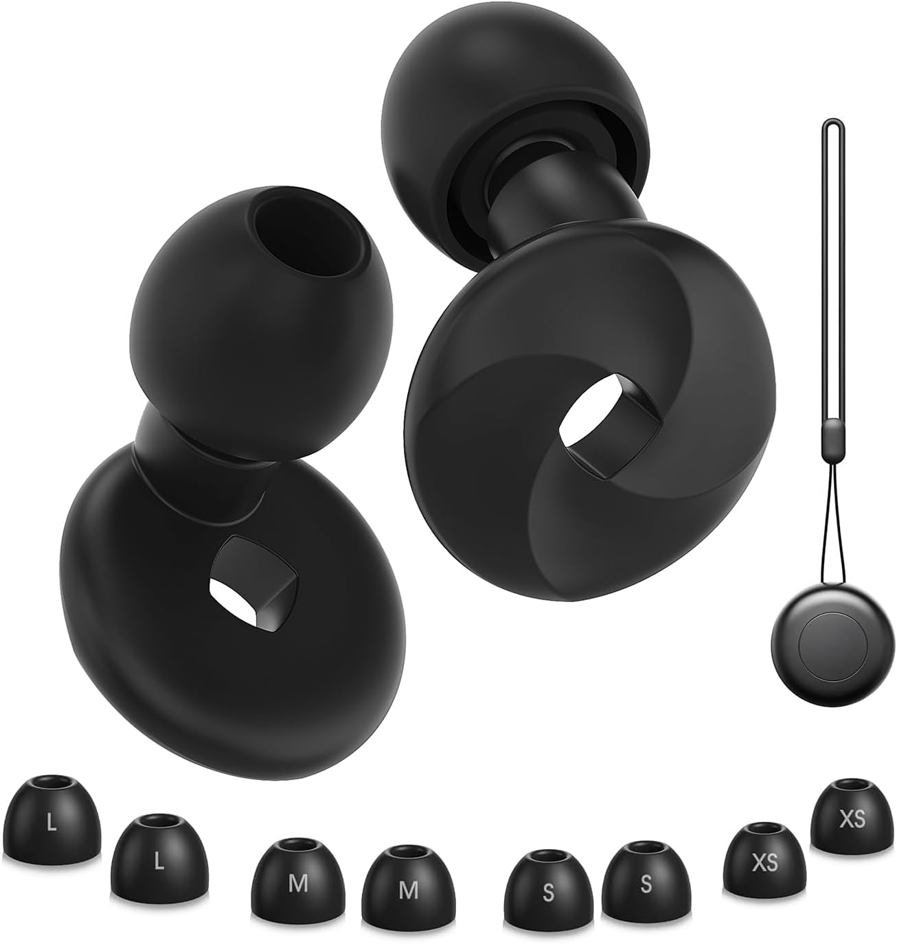 Faedra Ear Plugs for Sleeping 40dB Noise Cancelling, Reusable Soft Silicone Ear Plugs for Noise Reductiong, Earplugs for Sleep with 8 Ear Tips for Concerts, Snoring, Work, Shooting, and Travel (Black)
