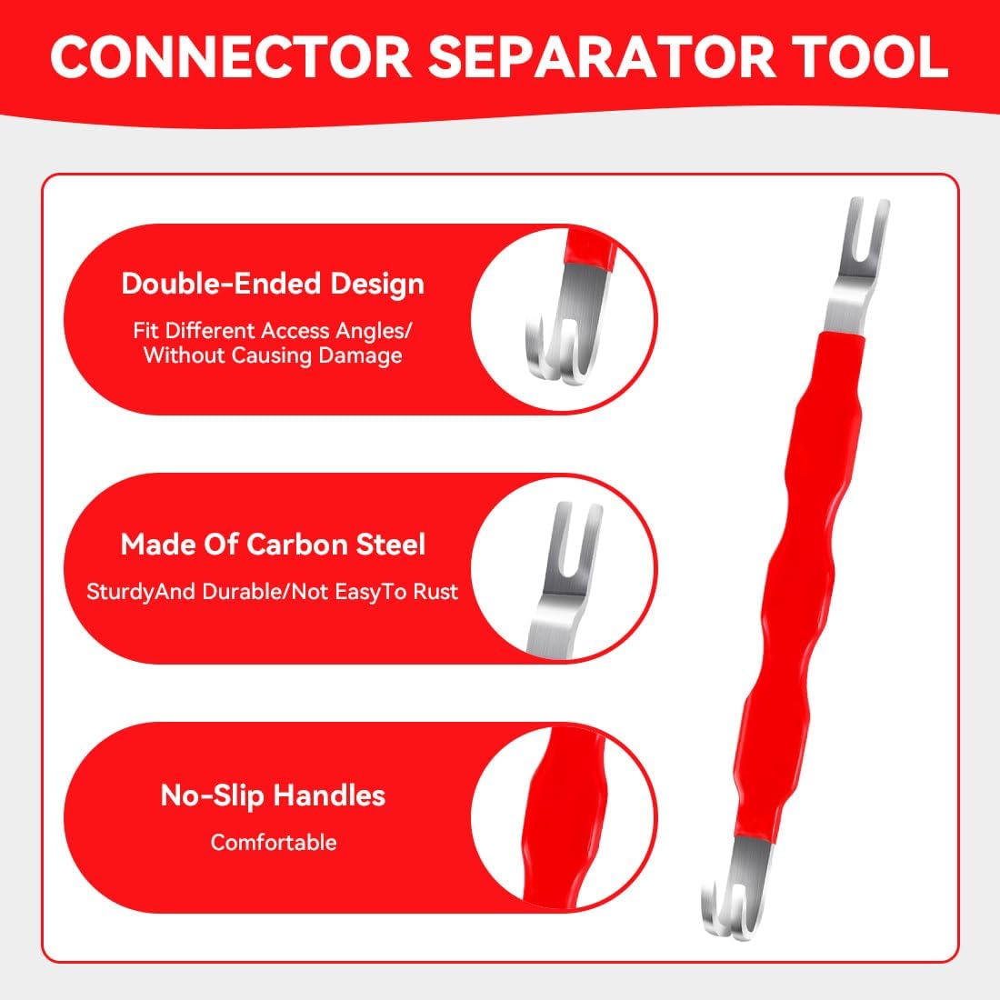 Automotive Electrical Disconnect Pliers Set with Storage Box, 4-Piece Connector Separator & Terminal Removal Tool for Mass Air Flow Sensors, Fuel Injectors, Straight & 60° Jaw