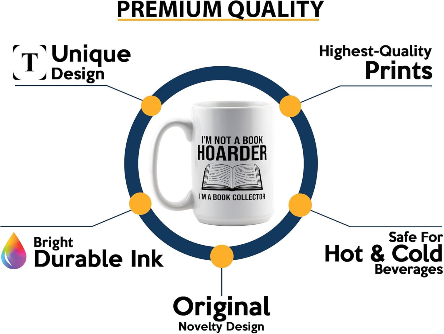 Book Lover Coffee Mug 15oz White -Im not a - Bookworm Literature Library Book Lover Reader Booked Editor Intellectual Studious