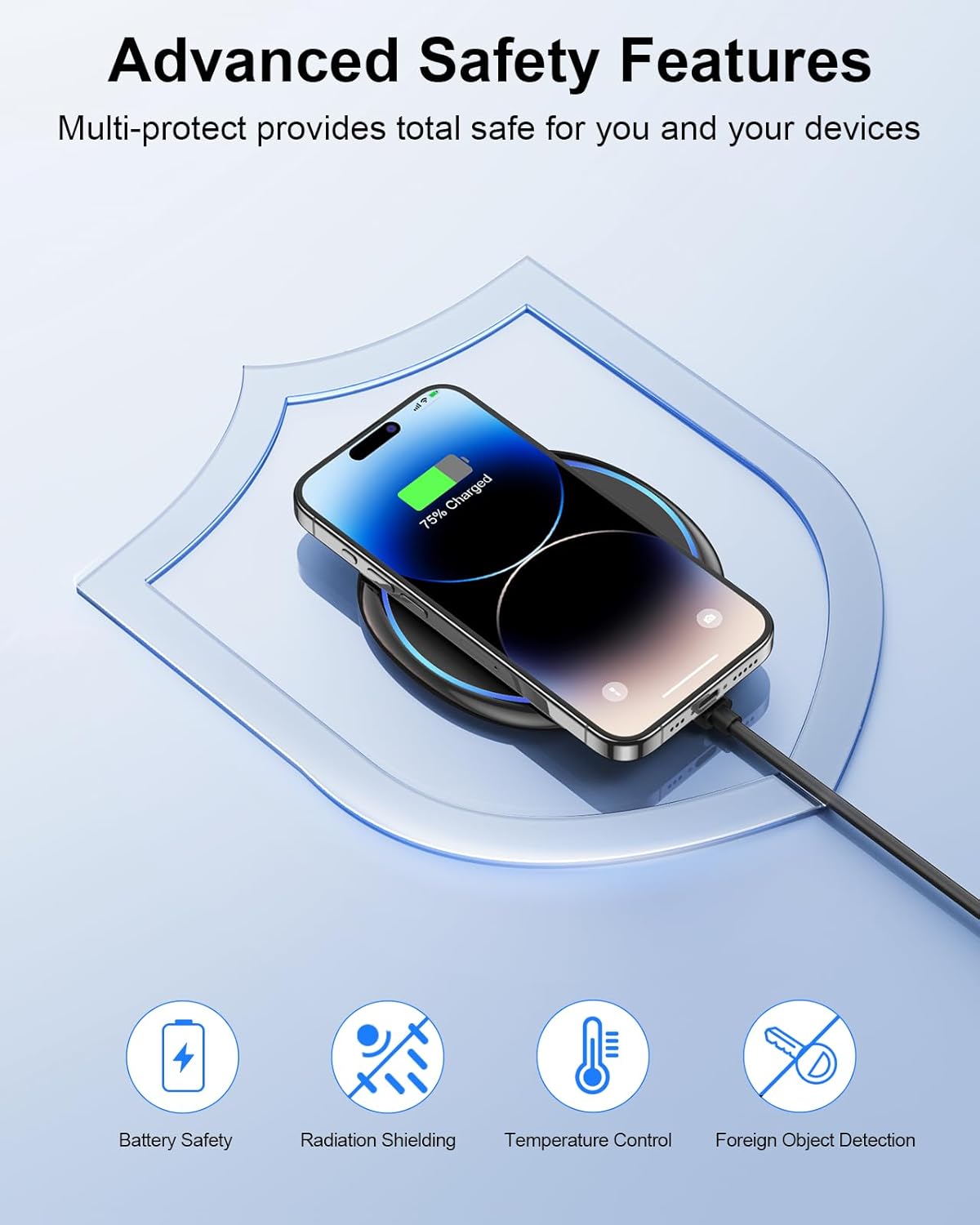 NANAMI Fast Wireless Charger, 7.5W Charging Pad with 20W PD3.0 Adapter USB Charger for iPhone 17/17 Air/17 Pro/17 Pro Max/16/15/14/13/12/Airpods 2, 10W for Samsung S26 S25 S24 S23 S22/Note 20