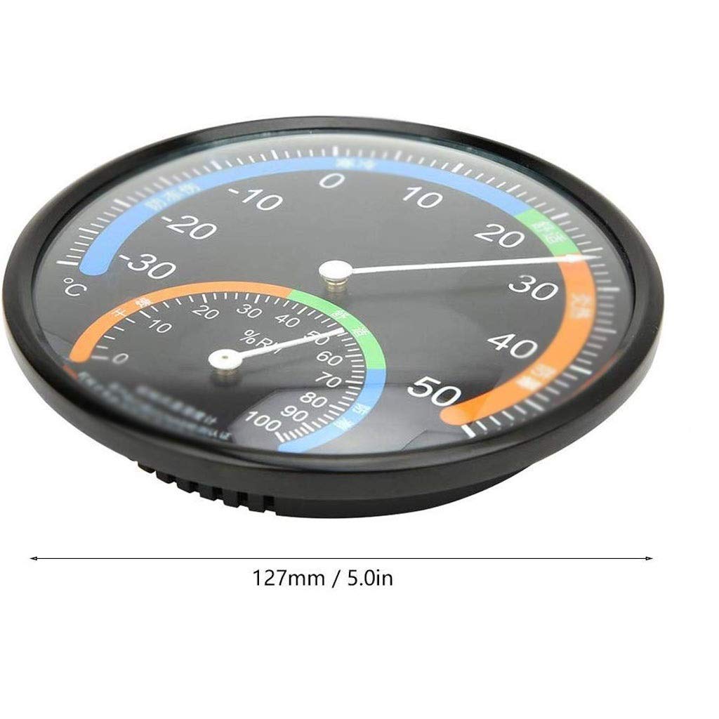 Premium Large Wall Thermometer-Hygrometer Indoor Outdoor for Patio, Pool, Kitchen, and Room Decorative (Black)