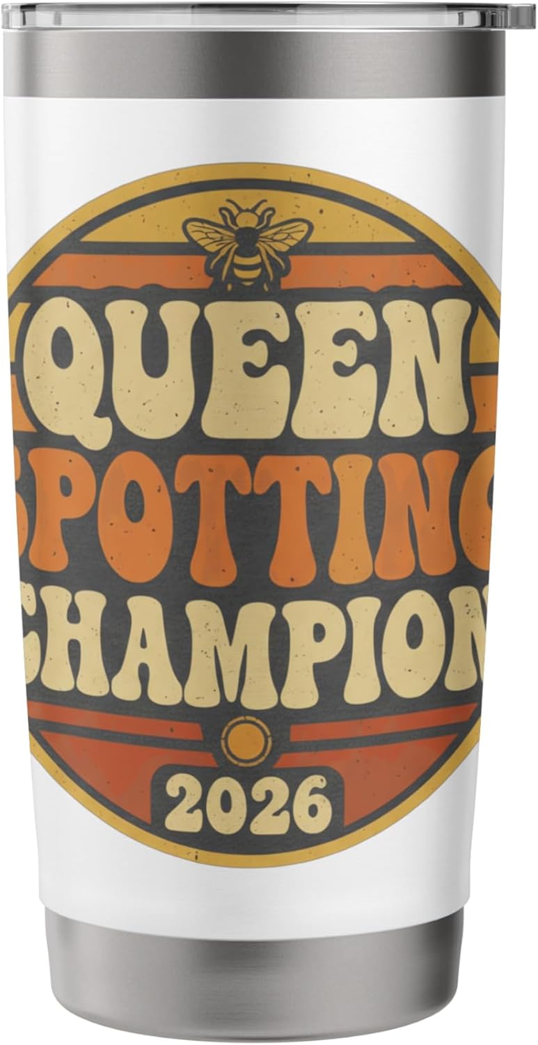Queen Spotting Champion 2026 Retro Beekeeping Bee Badge Stainless Steel Insulated Tumbler
