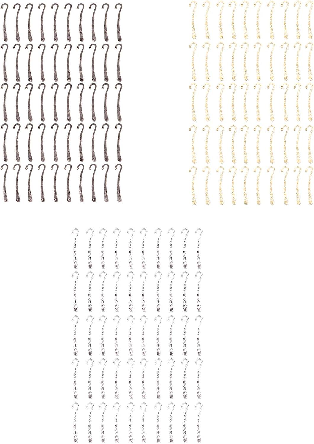 50Pcs Vintage Engraved Hook Bookmarks Metal Hook Bookmarks Reading Accessories for Book Lover Reader Teacher Student
