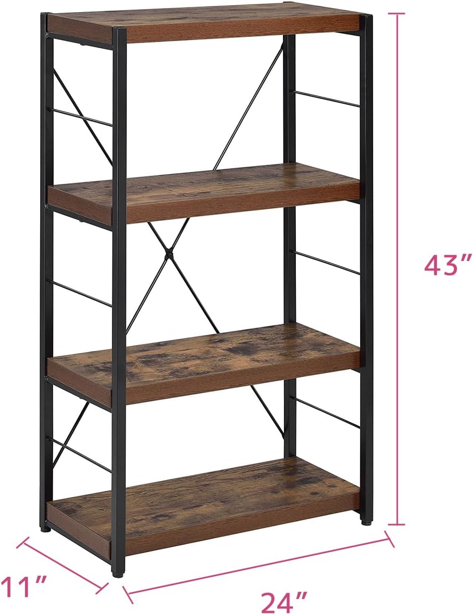 Acme Bob 4 Shelf Wooden Bookcase in Weathered Oak