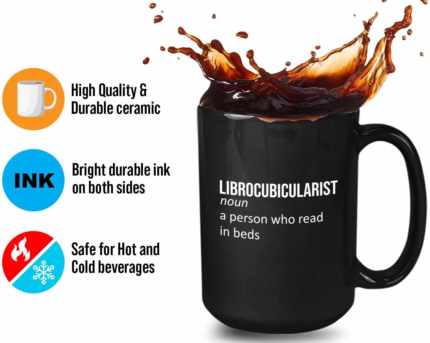 Bubble Hugs Writer Coffee Mug 15oz Black - Librocubicularist A person who read in beds - Reading Book Lover for Bookworm Bibliophile Librarians Author Readers Bookish