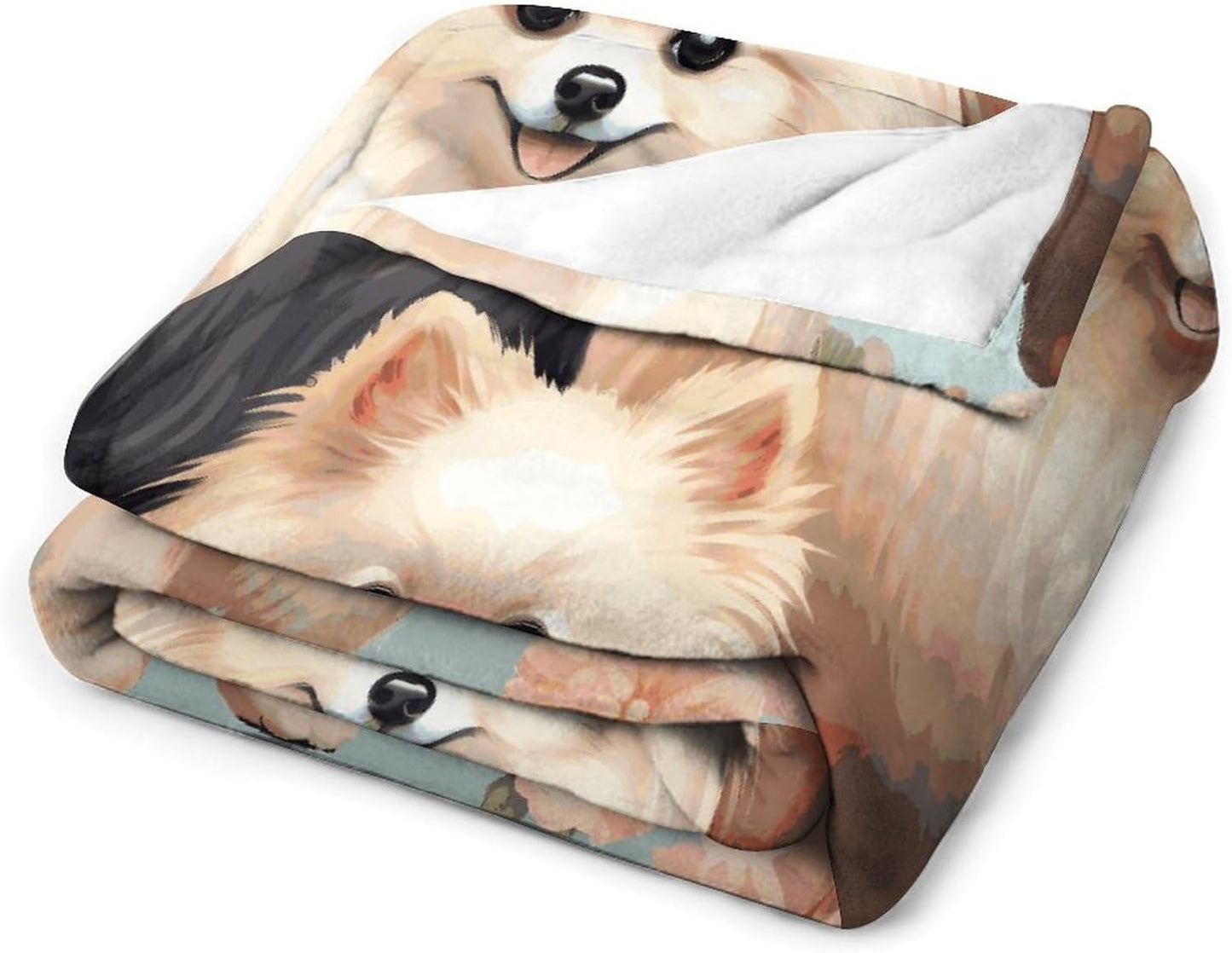 Pomeranians Pattern Blanket Super Soft Lightweight Throw Blanket Cute Cozy Warm Bed Blanket Decorative Fuzzy Blanket All-Season Home Decor Gift for Sofa Couch Living Room 50"*60"（130 * 150cm）
