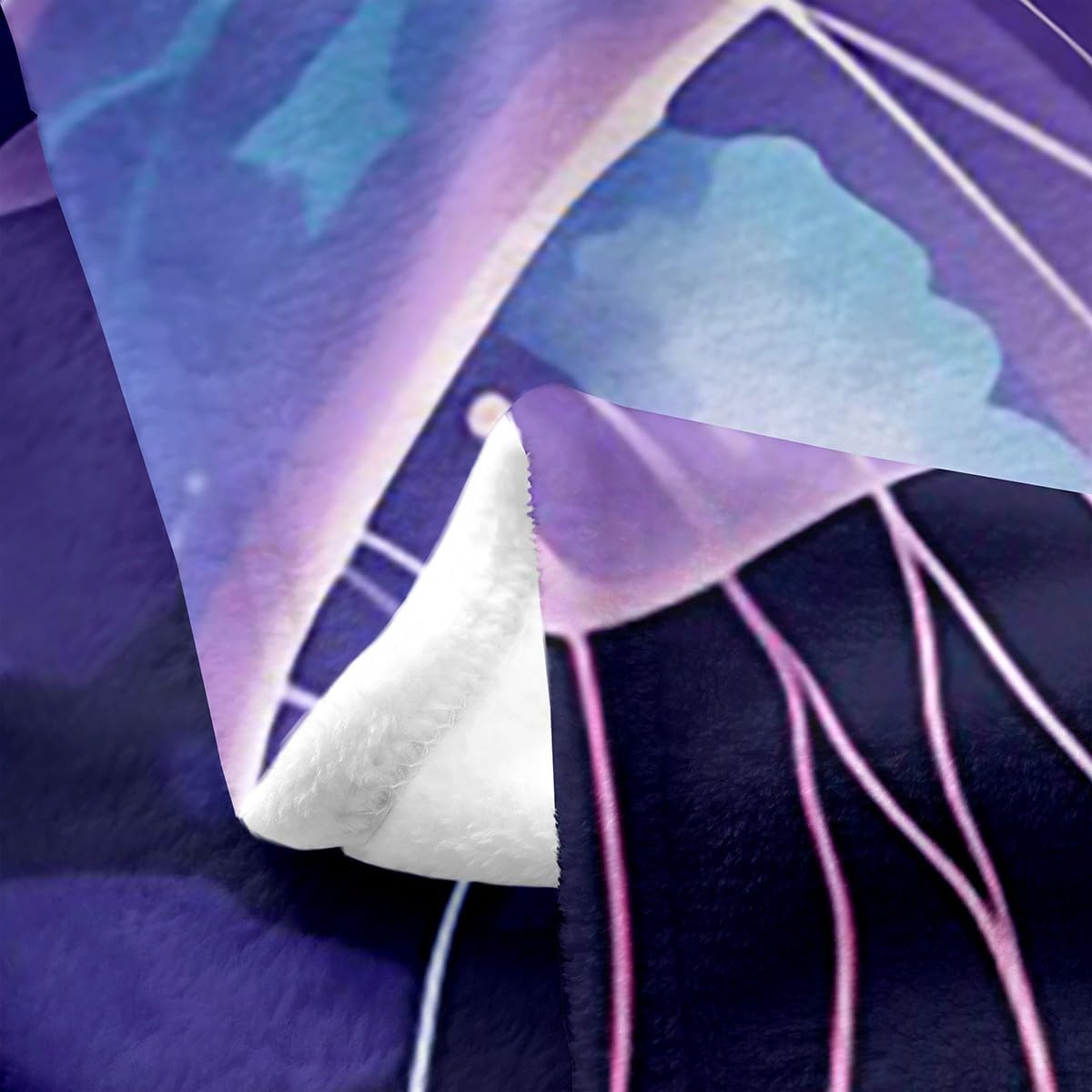 Feelyou Jellyfish Plush Throw Blanket Throw 50"x60" Bright Purple Flannel Fleece Blanket for Sofa Couch Ocean All Season Bed Blanket Sea Creature Underwater World Room Decor Aquatic Animal