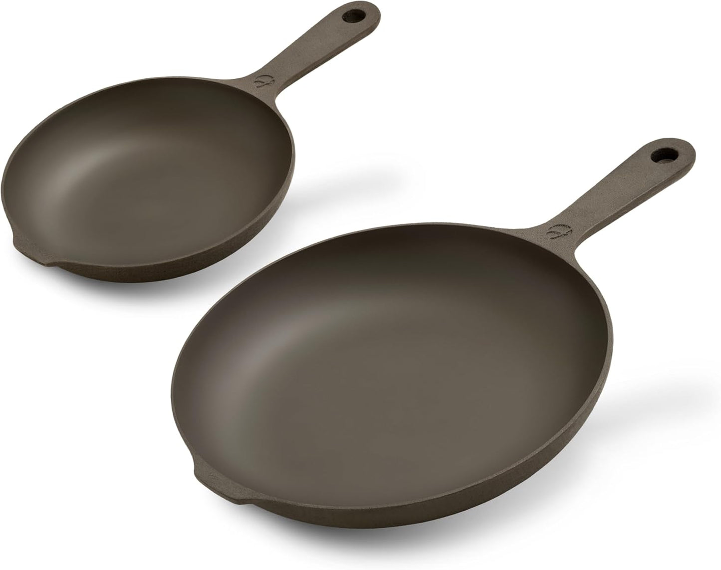 Chef Skillet - Lighter, Smoother, Naturally Nonstick, Preseasoned, Oven Safe, Cast Iron Skillet (Prepd Chef Skillet (8" + 10" Set))