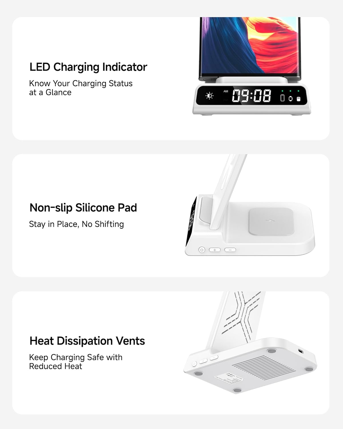 Wireless Charger for Samsung, 3 in 1 Wireless Charging Station for Samsung Galaxy S25 Ultra/S24 Ultra/S23/S22/Note 20/Z Flip 6/Fold 6, Charger for Samsung Galaxy Watch Ultra/8/7/6, Galaxy Buds 3/3 Pro