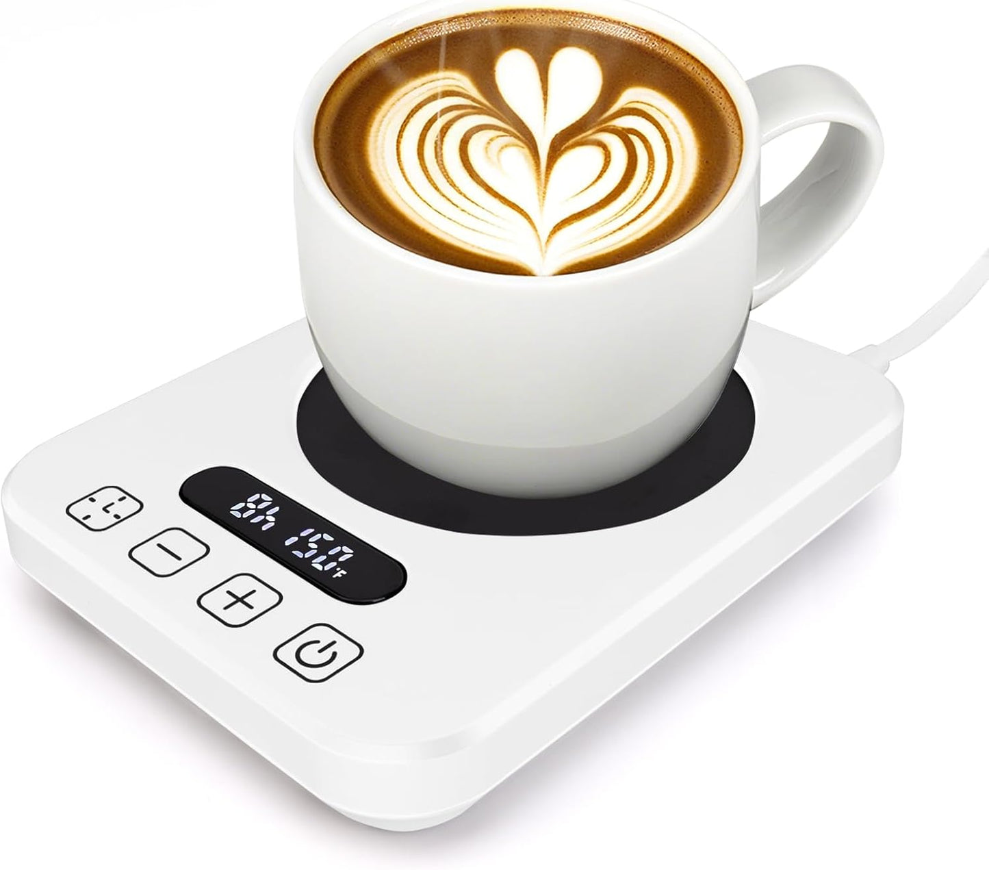 Coffee Mug Warmer for Desk with Temperature Display 9 Temp Settings（110°F-180°F） & 1-12H Timer Coffee Cup Warmer As Ideal Gift for Coffee Lovers, White