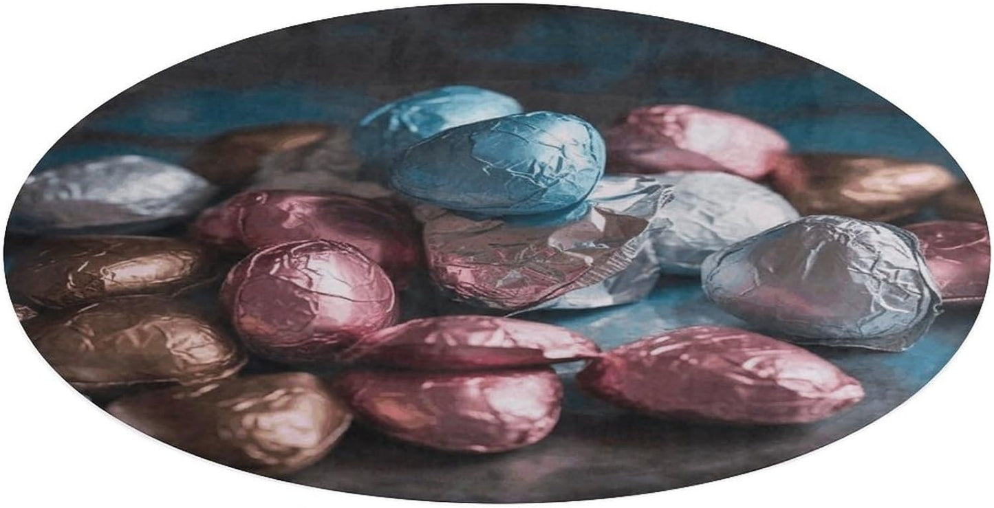 Valentine's Day Candy Circle Rug Retro Luxury Coral Velvet Floor Mat Non Slip Soft Indoor Floor Carpet Comfy Thickened Area Rugs Modern Aesthetic Minimalist Carpets for Home Decor