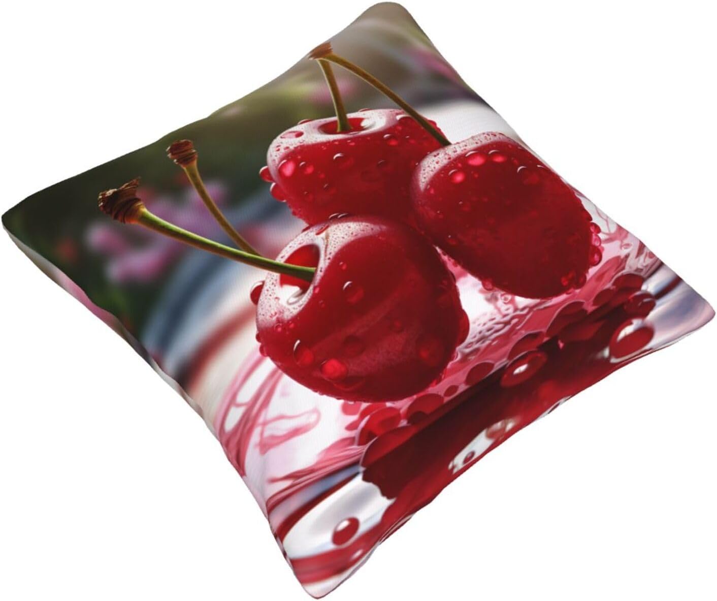 All-Season Square Pillow Covers 18"X18", Red Cherries, Decorative Throw Pillow Covers for Sofa Bed Couch, Hidden Zipper Cushion Cover, Square Lumbar & Accent Pillowcases for Home Decor