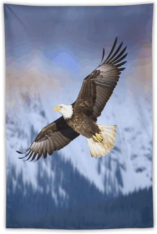 FodPand Bald Eagle Flying Tapestry Anti-fading Wall Tapestry with Installation Kit Backdrop Banner Multipurpose Aesthetic Tapestries Boho Wall Art Hanging Decorative Blanket 40"x60"