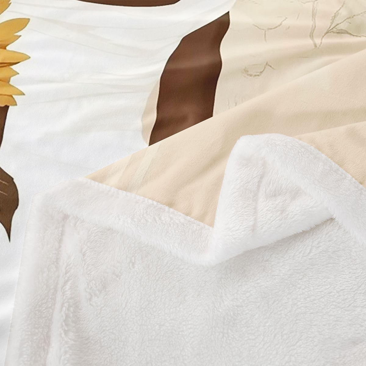 Feelyou Black Woman Throw Blanket African American Soft Fleece Sherpa Cozy Fuzzy Plush Warm Sunflower Fuzzy Plush Throw Throw 50"x60" for Bed Couch Living Room