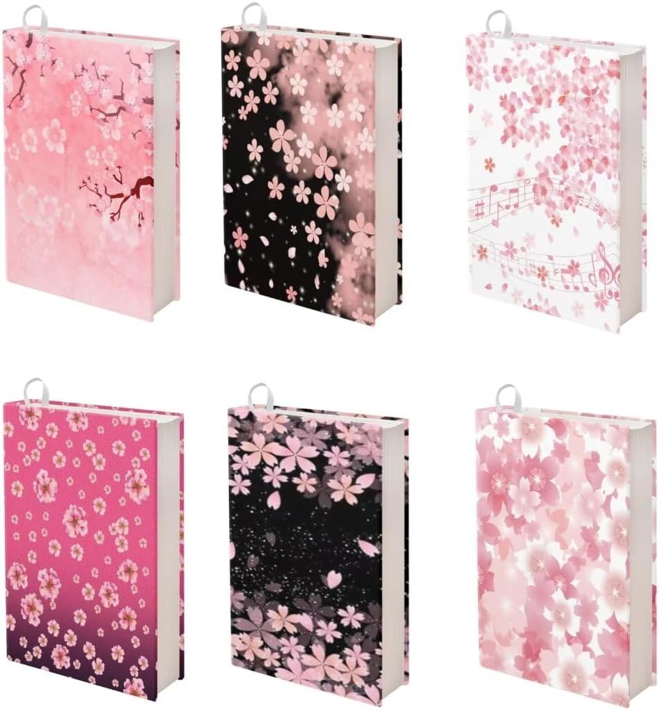 Jeiento Pink Cherry Blossom Book Covers Stretch Fabric Covers Dustproof Adult Book Sleeve Book Protector Cover for Hardcover Paperbacks Journal Textbooks up to 9-11 Inches,Pack of 6