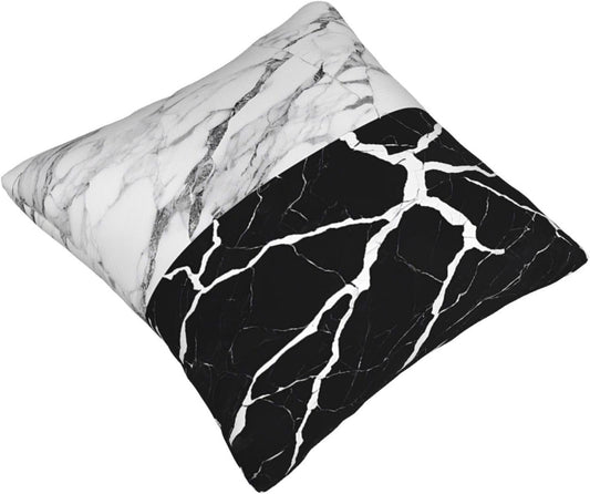 All-Season Square Pillow Covers 18"X18", Black White Marble, Decorative Throw Pillow Covers for Sofa Bed Couch, Hidden Zipper Cushion Cover, Square Lumbar & Accent Pillowcases for Home Decor