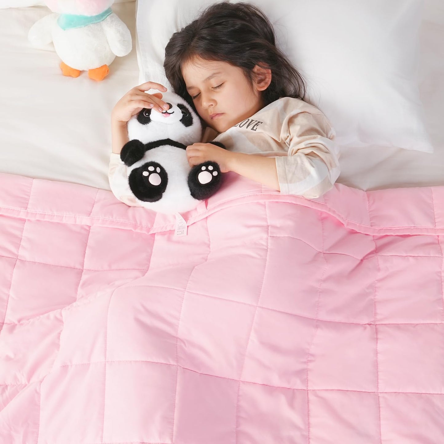 Topblan 7 lb Weighted Blanket, 41" x 60" Heavy Throw Blanket for Teens, Breathable Microfiber, Glass Bead Filling for Calming, Machine Washable, Pink