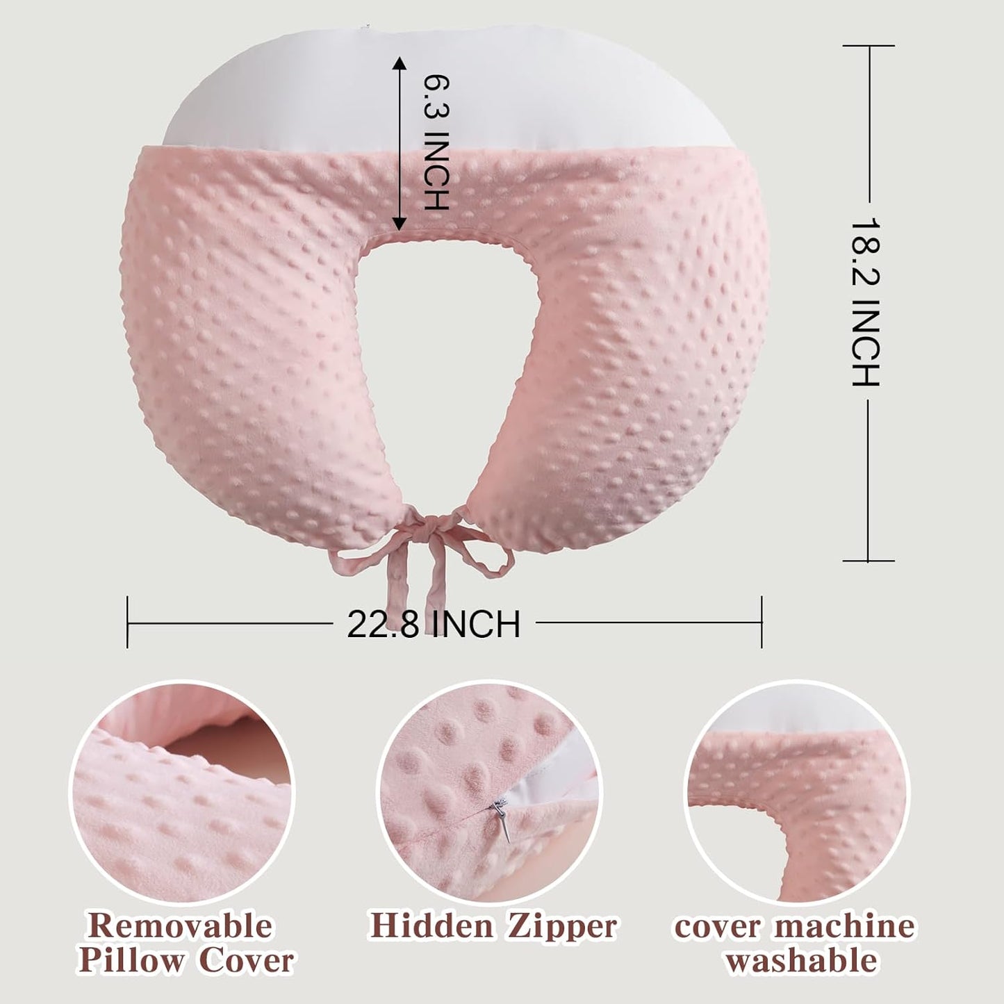 Reading Pillow for Gaming Reading Crochet, U Shaped Arm Support Pillow with Removable Cover Reducing Arching Neck for Adult Reading and Working Sitting on Bed Sofa for Arm Rest (Pink)