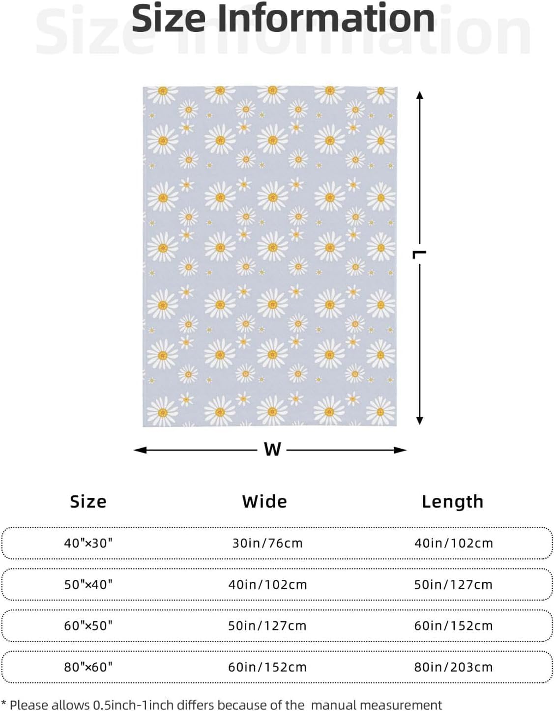 Little Daisy Flowers Fleece Throw Blanket Ultra Soft Cozy Decorative Flannel Blanket for Home Bed Couch Chair Travel 80x60in