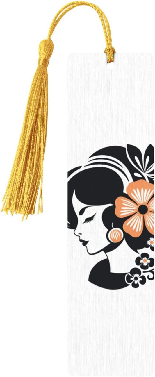 Black Outline Bookmarks Gifts for Women Men, Wooden Bookmarks for Book Lovers, Vintage Book Marks Ornaments with Tassel, Unique Personalized Reading Page Markers Gold
