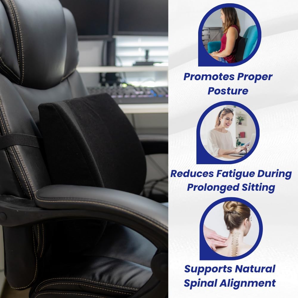 Back-Huggar - Thin - Bucket Seat Style - The Original Lumbar Cushion Black