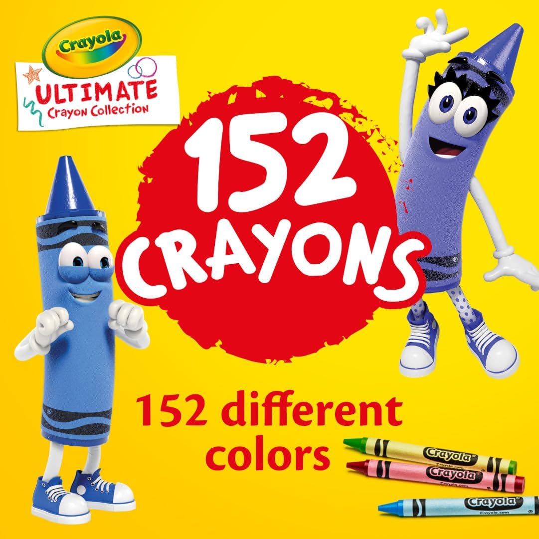 Crayola Ultimate Crayon Box Collection (152ct), Bulk Kids Crayon Caddy, Classic & Glitter Colors, Coloring Book Supplies, Gift for Kids, Ages 3, 4, 5